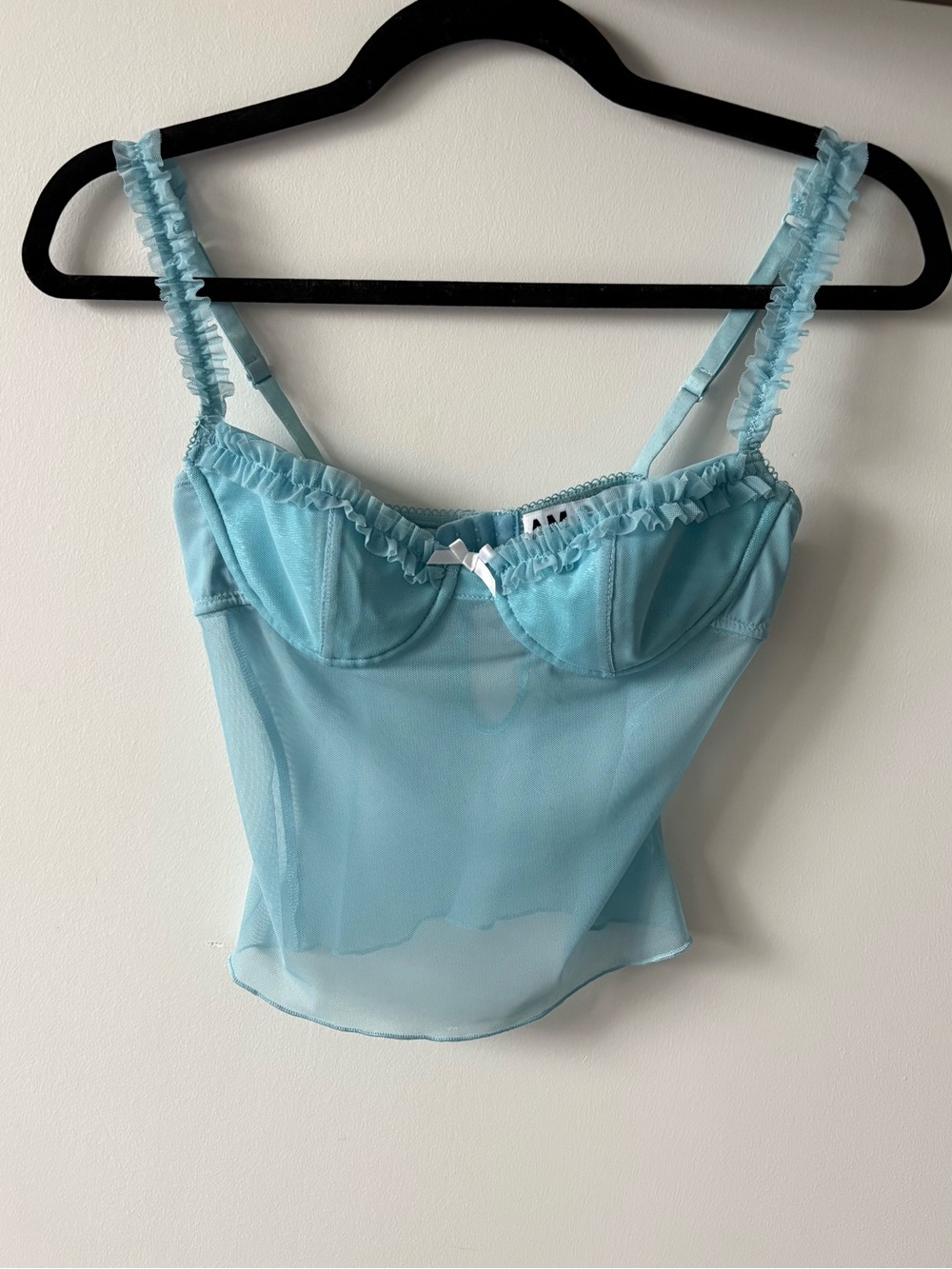 I.AM.GIA Fleur Corset Top - Light Blue Sheer Mesh Y2K Camisole